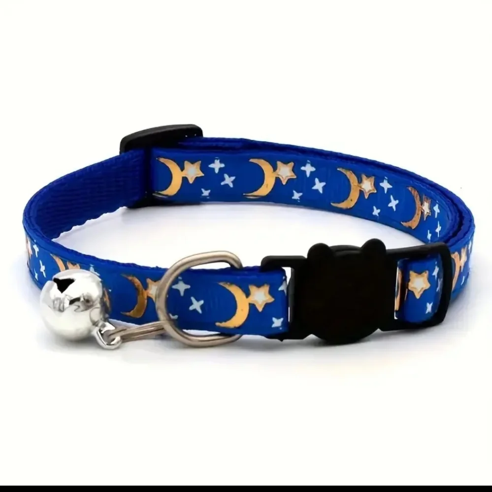 2pc Adjustable Pet Collars For Dogs, Moon Star Design, Pick Your Colors